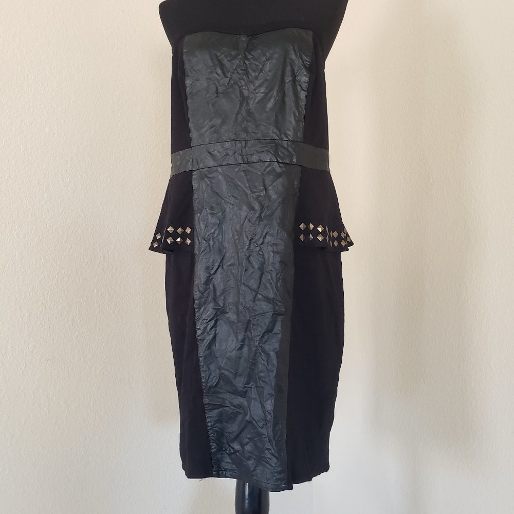 Torrid Faux Leather Strapless Dress Peplum Studs